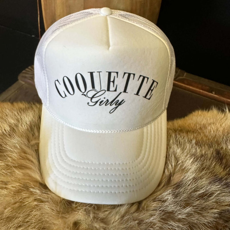 White Coquette Girly Trucker Hat - Country Lace Boutique