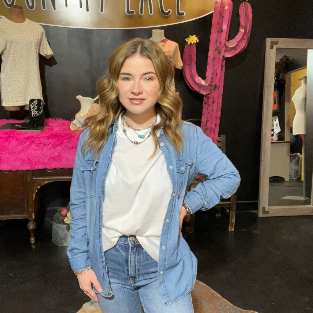 White Hi Lo T Shirt - Country Lace Boutique