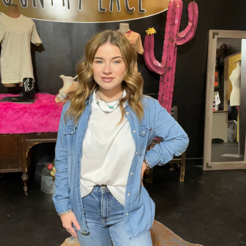 White Hi Lo T Shirt - Country Lace Boutique