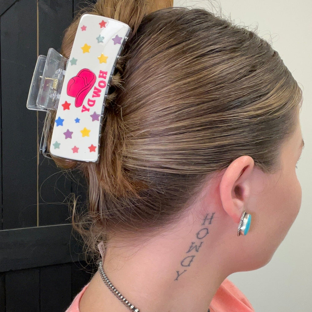 White HOWDY Hair Clip - Country Lace Boutique