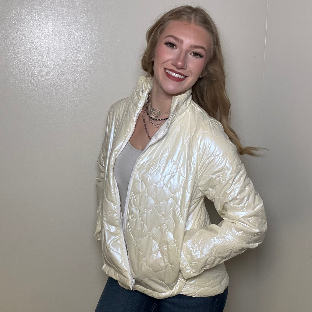 White Puffy Short Jacket - Country Lace Boutique