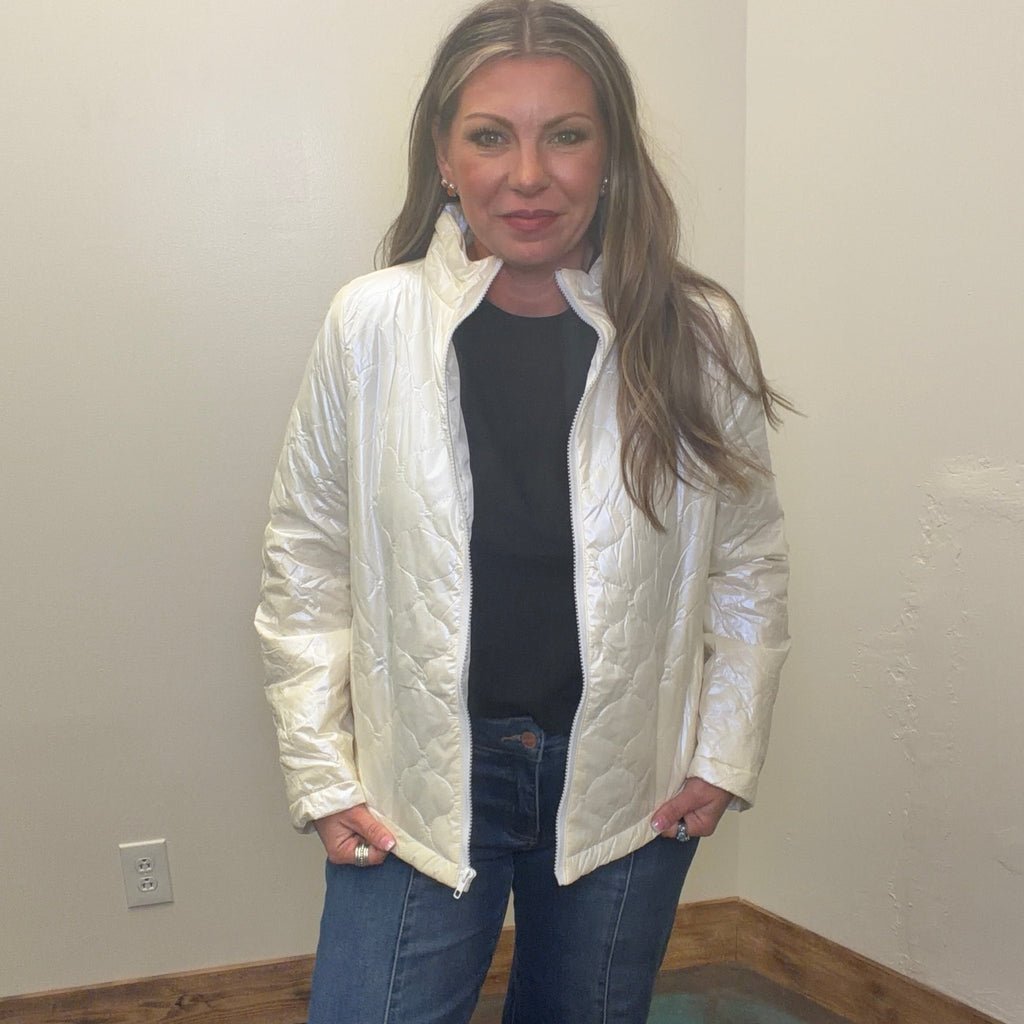 White Puffy Short Jacket - Country Lace Boutique