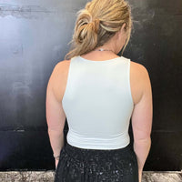 White Silver Bodysuit with Built In Bra Tank Top - Country Lace Boutique