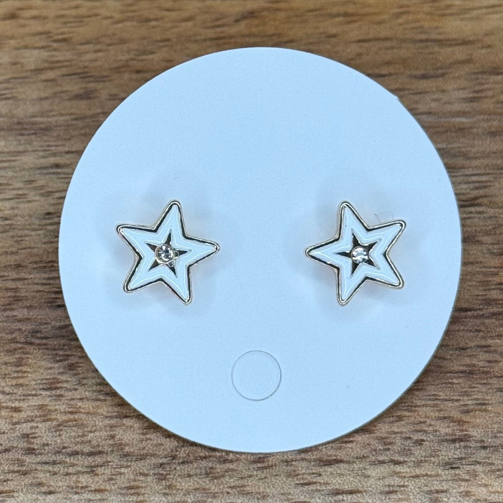 White Star with Gold Post Stud Fashion Earring - Country Lace Boutique