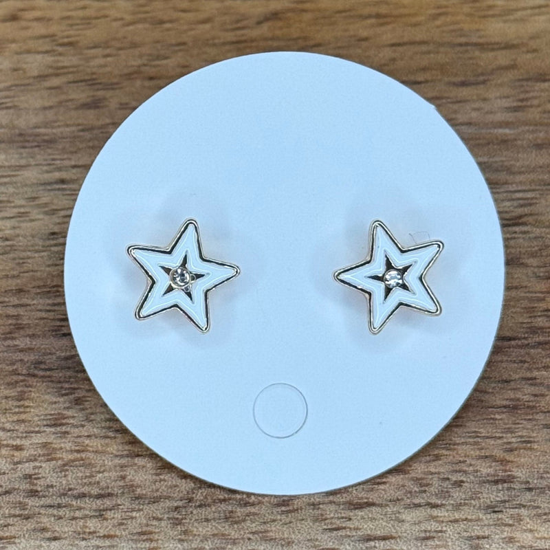 White Star with Gold Post Stud Fashion Earring - Country Lace Boutique