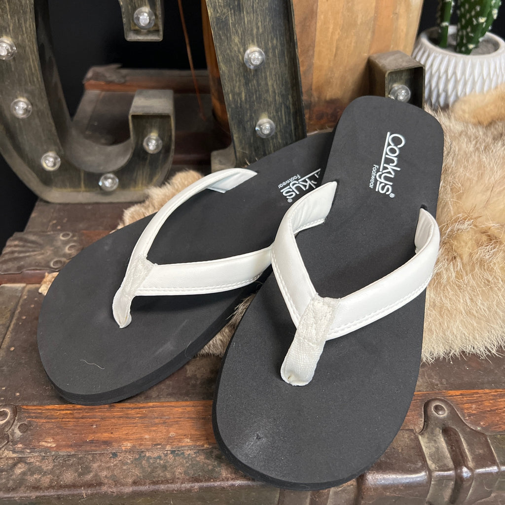 White Summer Plans Corky Flip Flop SIZE 6 - Country Lace Boutique
