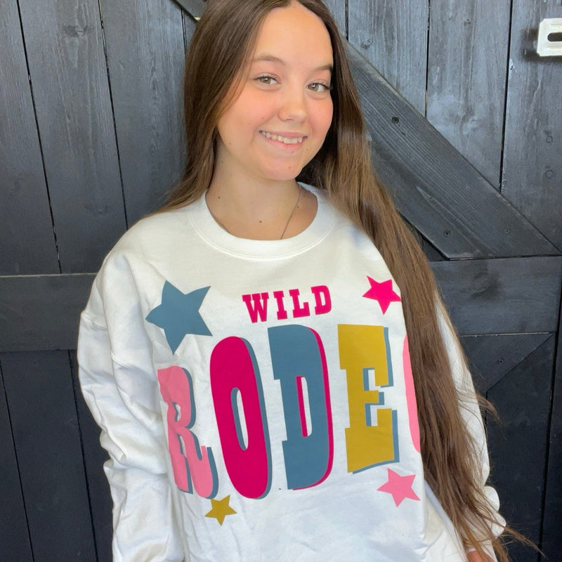 White Wild Rodeo Sweatshirt - Country Lace Boutique