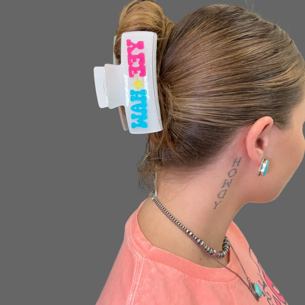 White YEEHAW Hair Clip - Country Lace Boutique