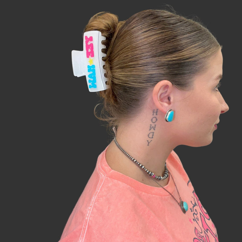 White YEEHAW Hair Clip - Country Lace Boutique