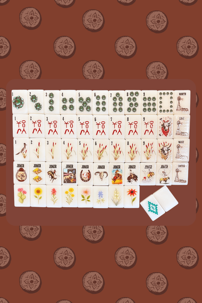 Wild West Mahjong SET, includes Tiles, Racks (4), Tile bag, and Mat - Country Lace Boutique