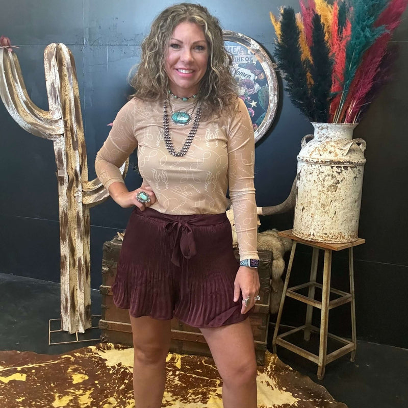 Wine Dressy Silky Shorts - Country Lace Boutique