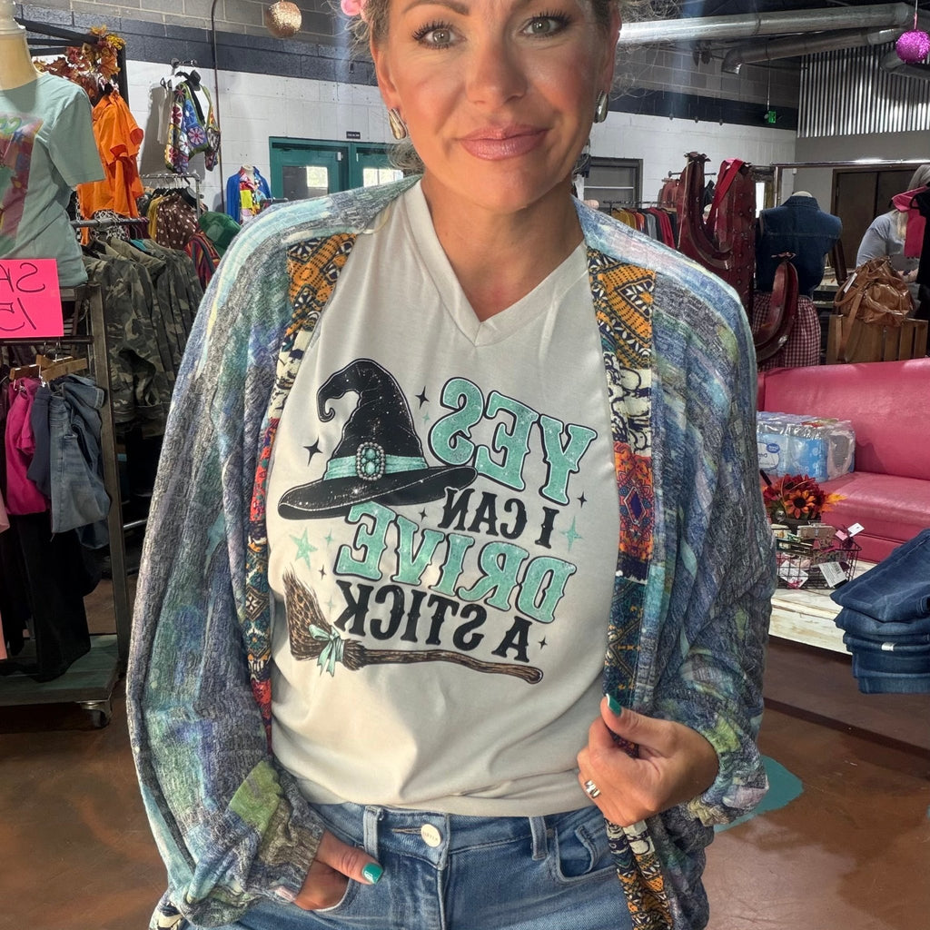Yes I Can Drive A Stick Oatmeal V Neck Tee - Country Lace Boutique