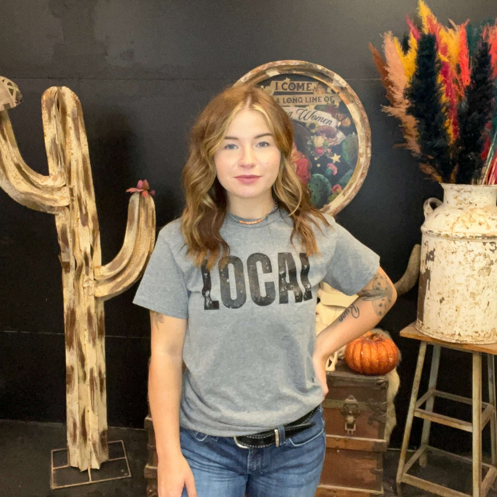 Youth Heather Grey Local Crew Neck T-shirt - Country Lace Boutique