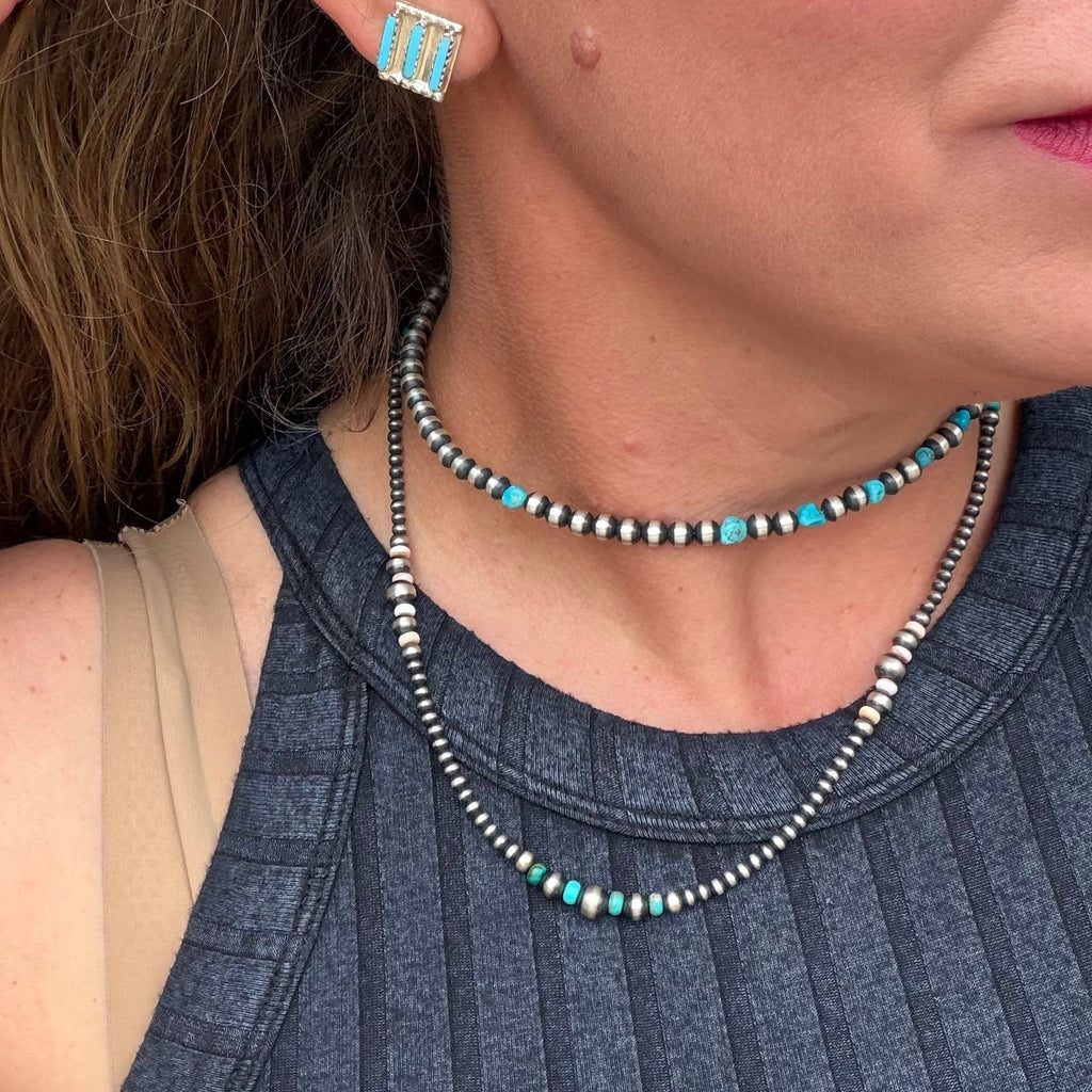 Zuni 3 Stone Post Stud Sterling Silver Earring - Country Lace Boutique