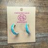 Zuni Kingman Turquoise Half Hoop Post Sterling Silver Earring - Country Lace Boutique