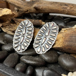 Concho Post Oval Sterling Silver Genuine Earring