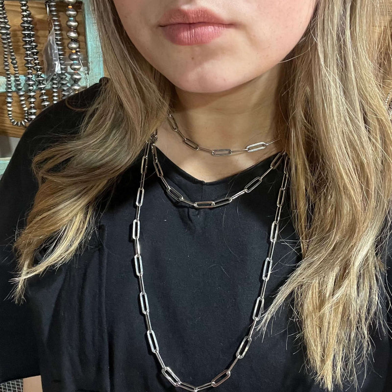 16 inch Thick Link Chain Sterling Silver Necklace - Country Lace Boutique