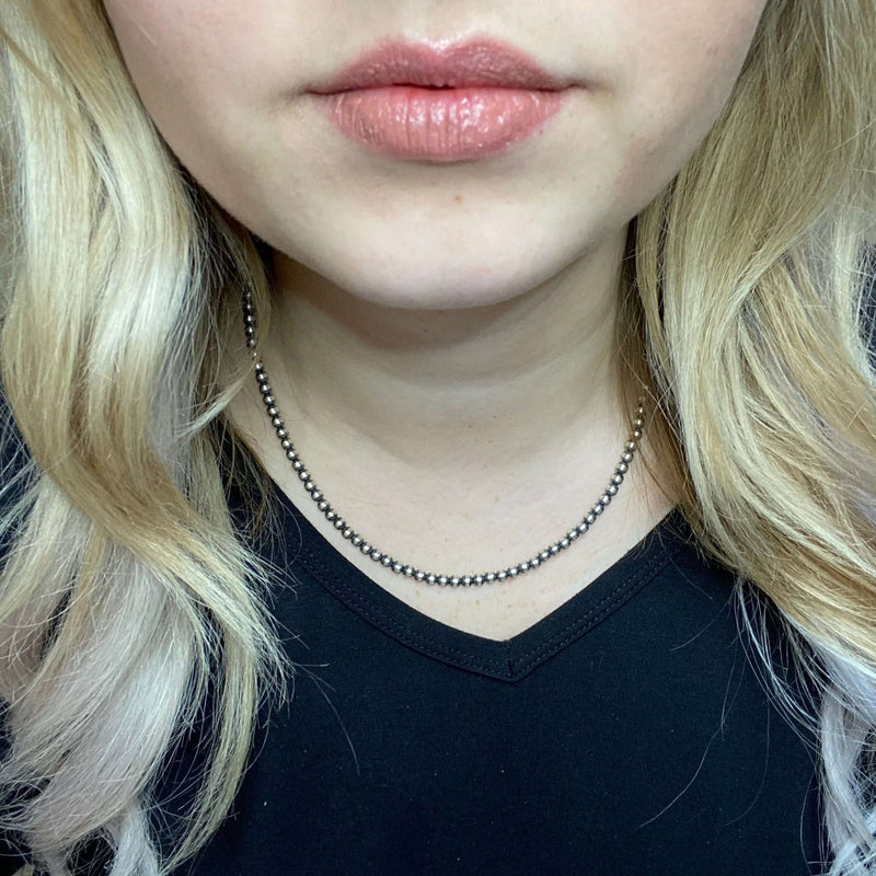 18 inch 4mm Sterling Silver Navajo Pearl Necklace - Country Lace Boutique