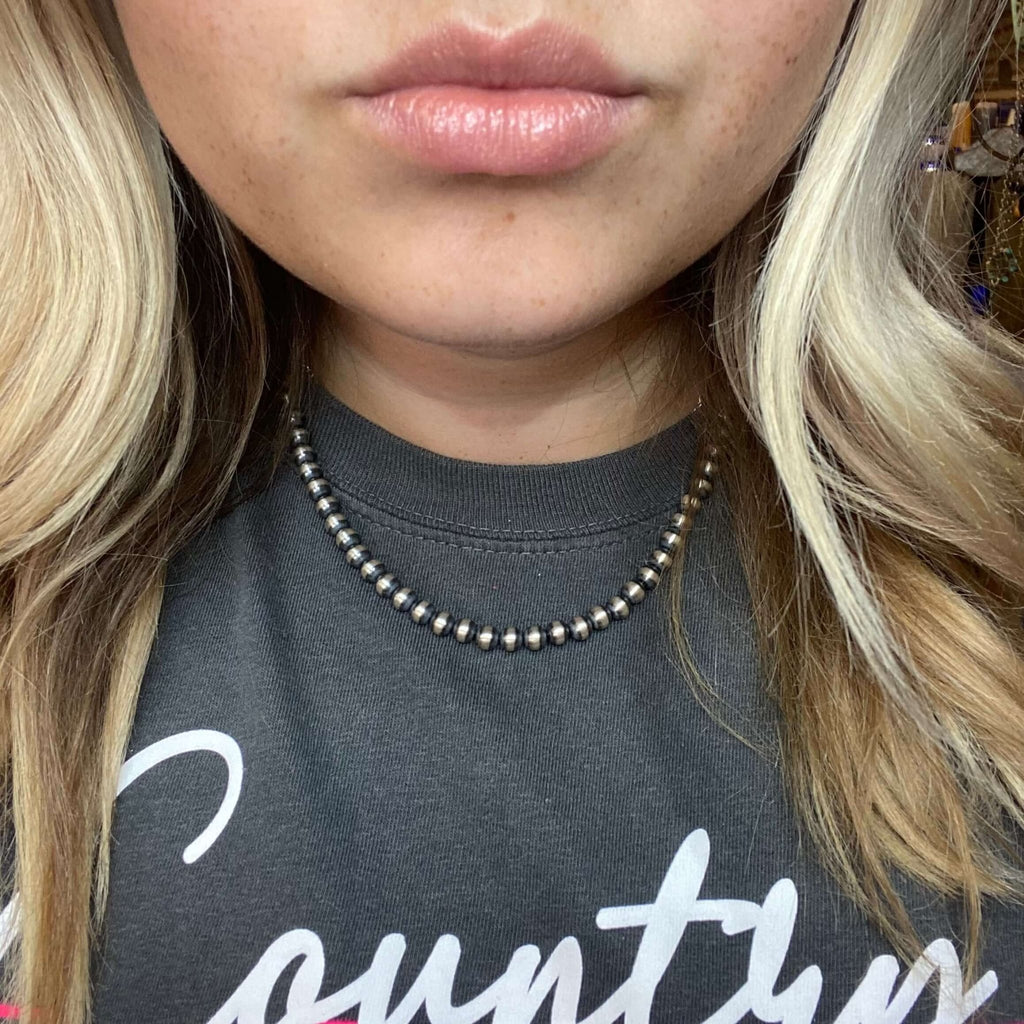 18 inch 6mm Sterling Silver Sterling Silver Navajo Pearl Necklace - Country Lace Boutique