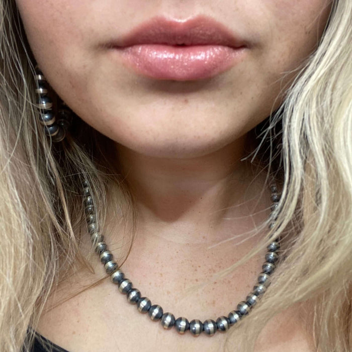 18 inch 8mm Navajo Pearl Sterling Silver Necklace - Country Lace Boutique
