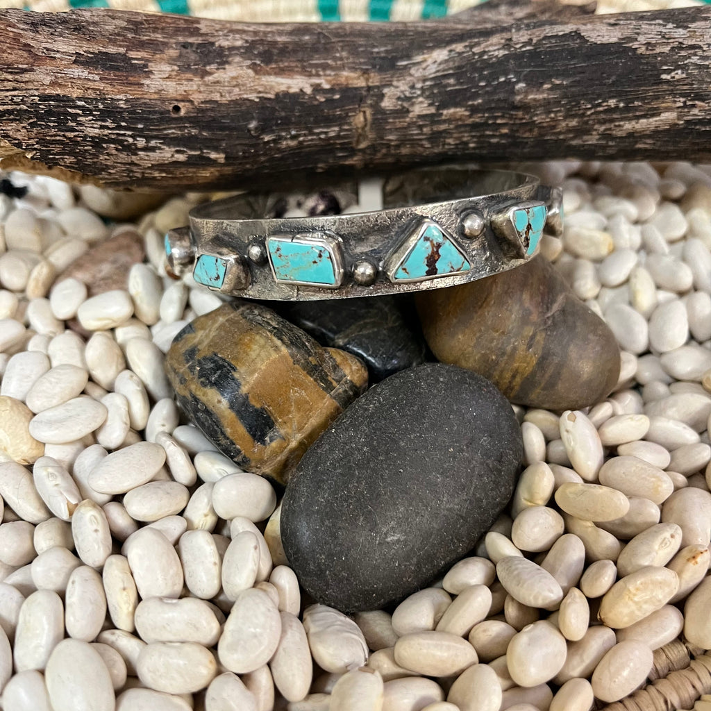 Gorgeous 12 Stone Turquoise Bangle Genuine Bracelet