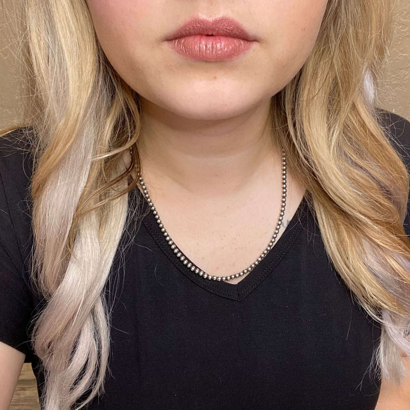 20 inch 4mm Sterling Silver Navajo Pearl Necklace - Country Lace Boutique