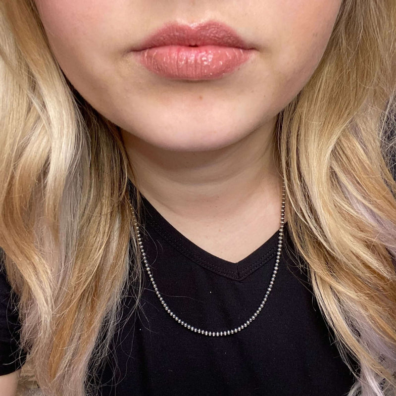 22 inch 3mm Sterling Silver Navajo Pearl Necklace - Country Lace Boutique