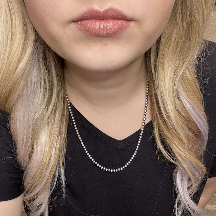 22 inch 4mm Genuine Sterling Silver Navajo Pearl Necklace - Country Lace Boutique