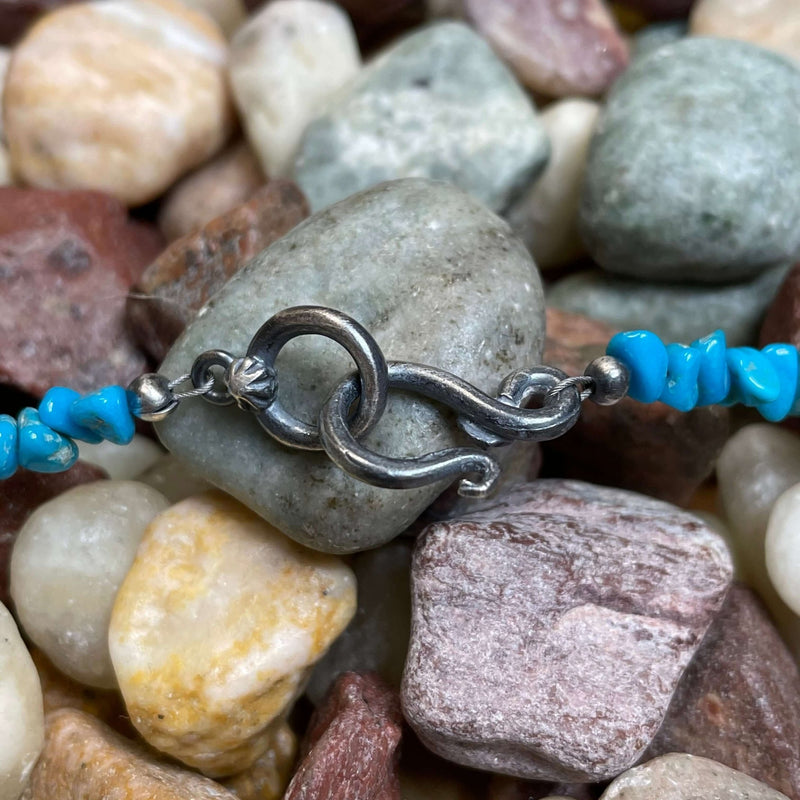 24 inch Blue Sleeping Beauty Turquoise Chip Sterling Silver Necklace - Country Lace Boutique