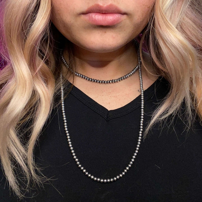 26 inch 4mm Sterling Silver Navajo Pearl Necklace - Country Lace Boutique