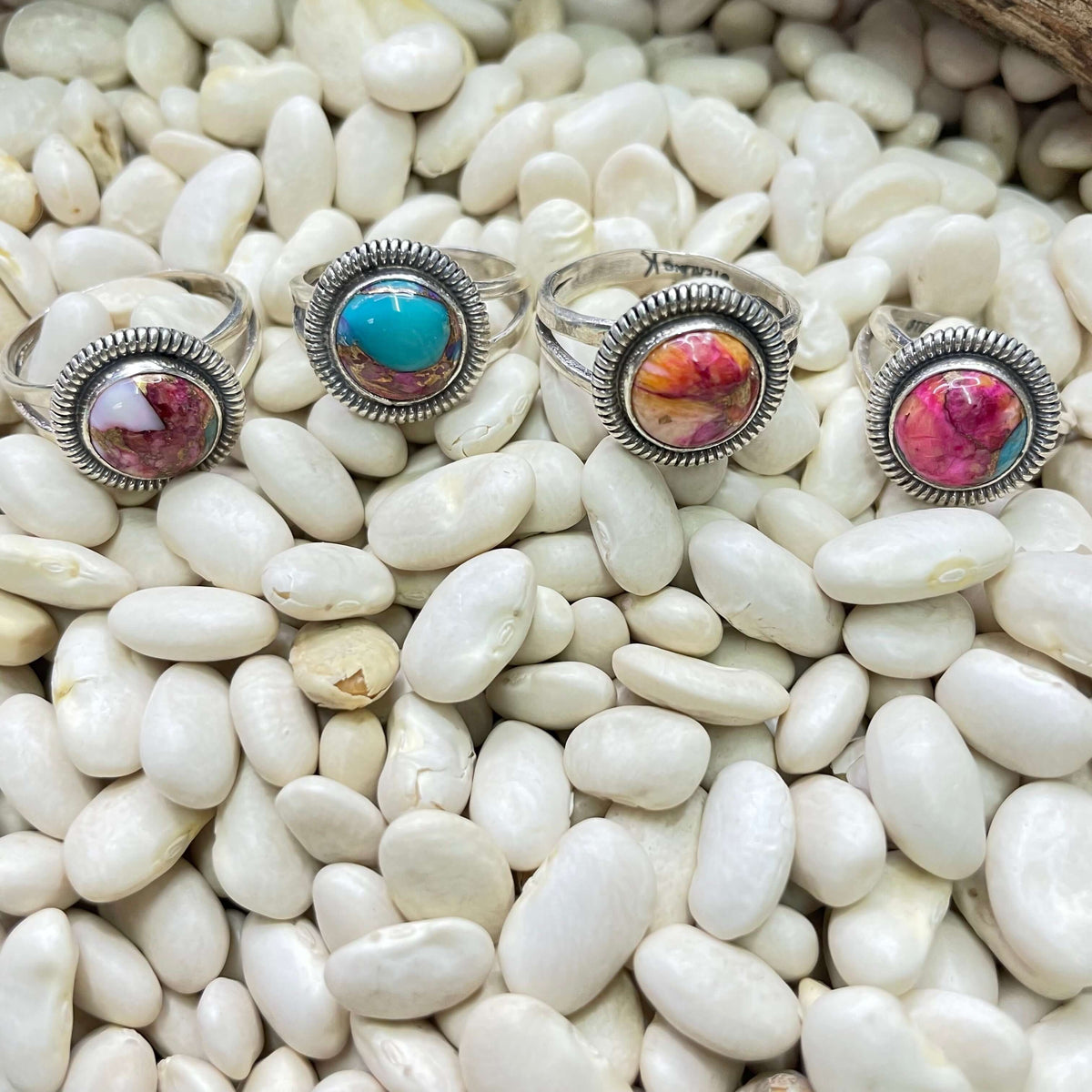 Round Pink Dahlia Sterling Silver Ring