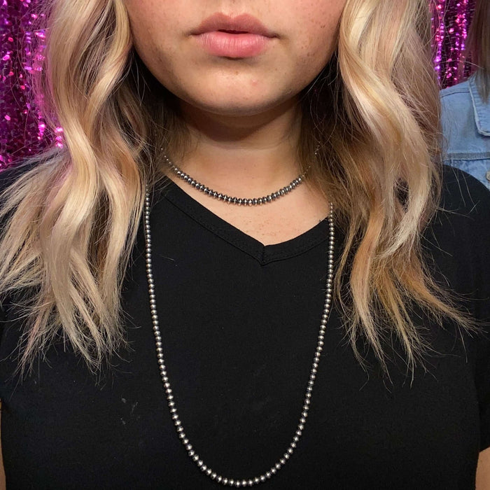 30 inch 4mm Sterling Silver Navajo Pearl Necklace - Country Lace Boutique