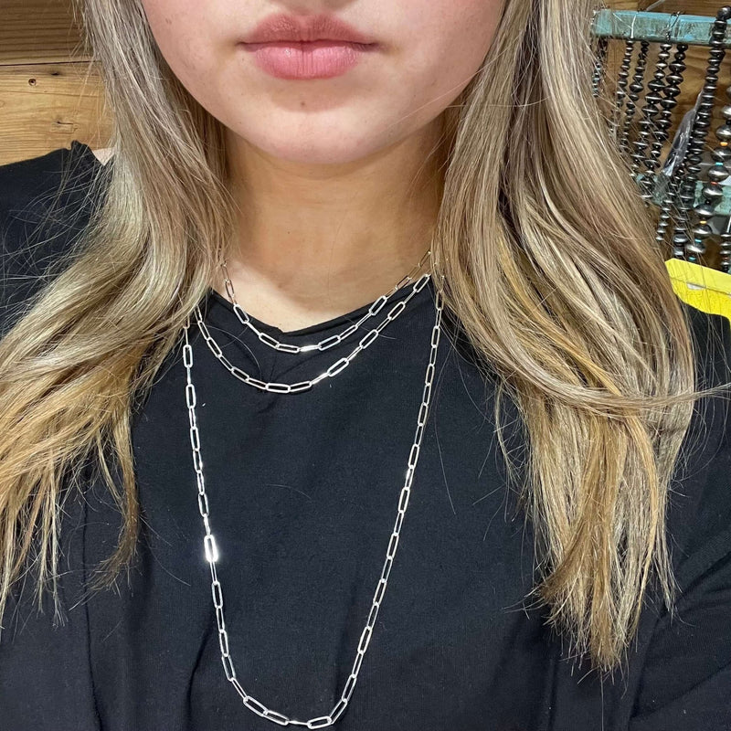 30 inch light Shiny Link Chain Sterling Silver Necklace - Country Lace Boutique