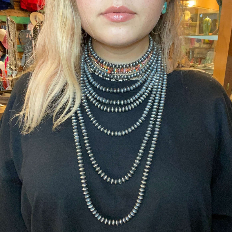 30 inch 9mm Saucer Genuine Sterling Silver Navajo Pearl Necklace - Country Lace Boutique