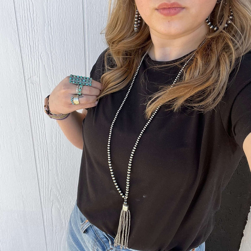 36 inch Graduated Navajo Pearl Tassel Sterling Silver Necklace - Country Lace Boutique