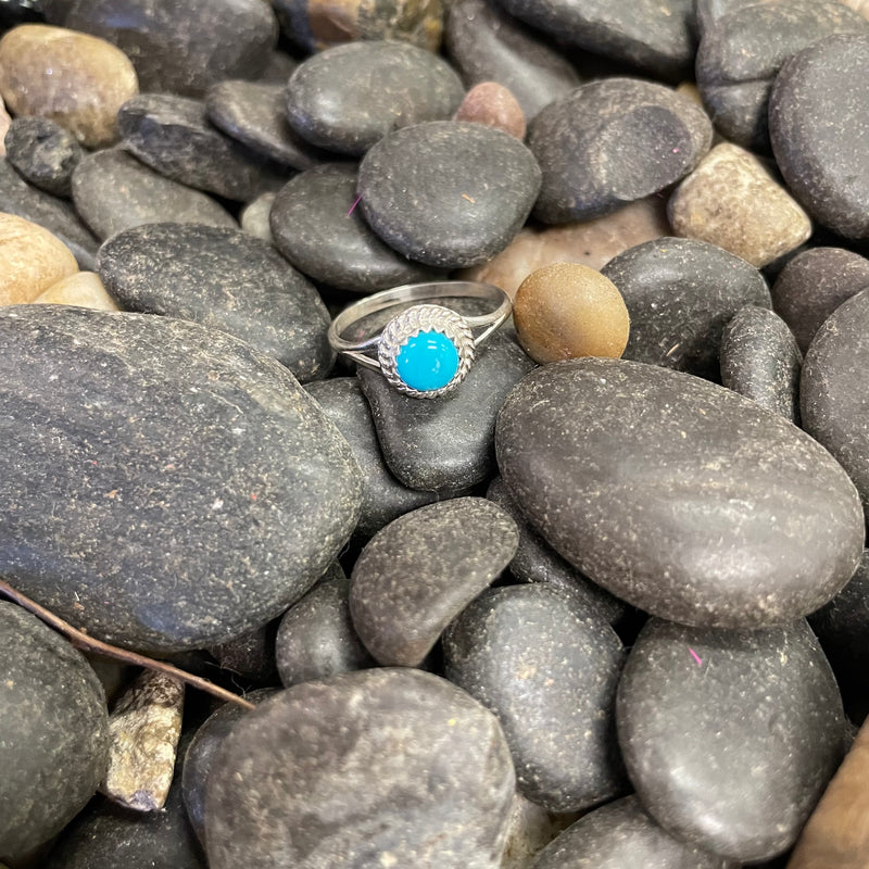 Turquoise Round Genuine Ring