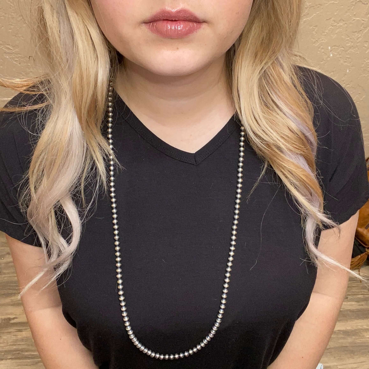 36 inch 6mm Genuine Sterling Silver Navajo Pearl Necklace - Country Lace Boutique