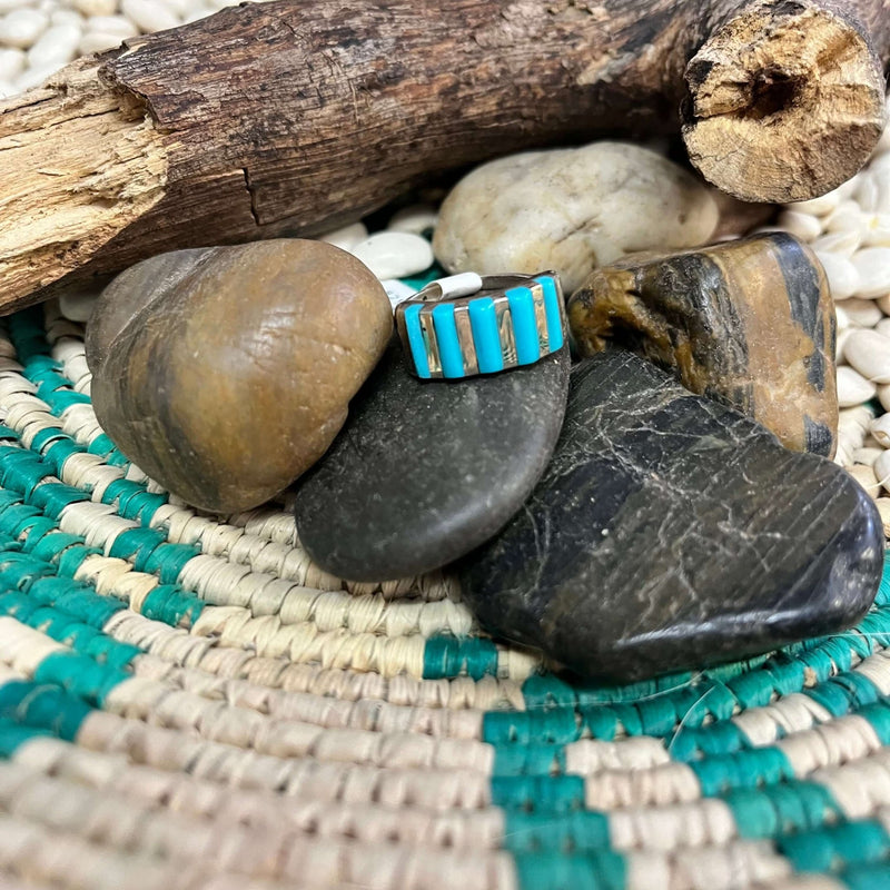 5 Stone Zuni Inlay Ring Sterling Silver Ring - Country Lace Boutique