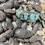 Triangle Seven Stone Wide Kingman Turquoise Cuff Genuine Bracelet