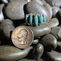 5 Stone Marquis Genuine Turquoise Sterling Silver Ring - Country Lace Boutique