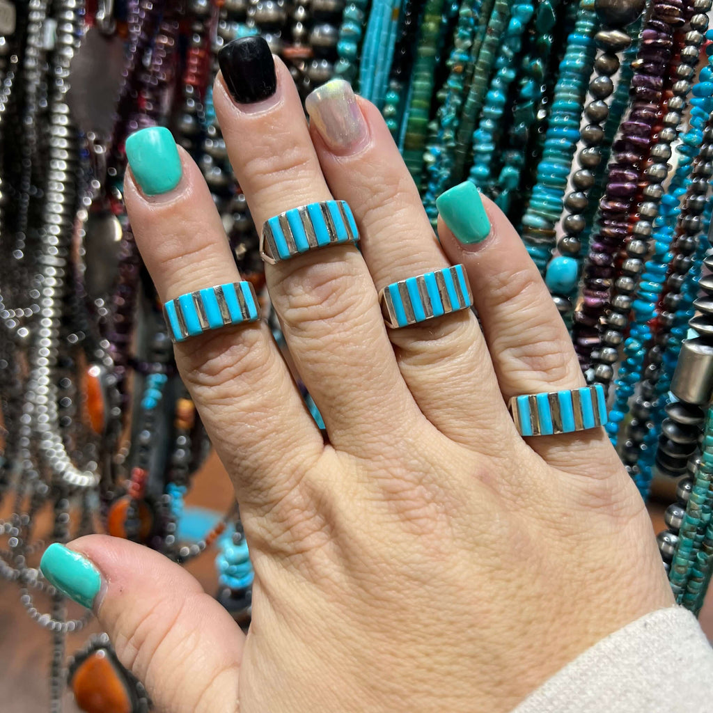 5 Stone Zuni Inlay Ring Genuine Ring1