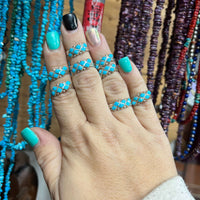 6 Stone Diamond Shape Zuni Genuine Turquoise Ring1