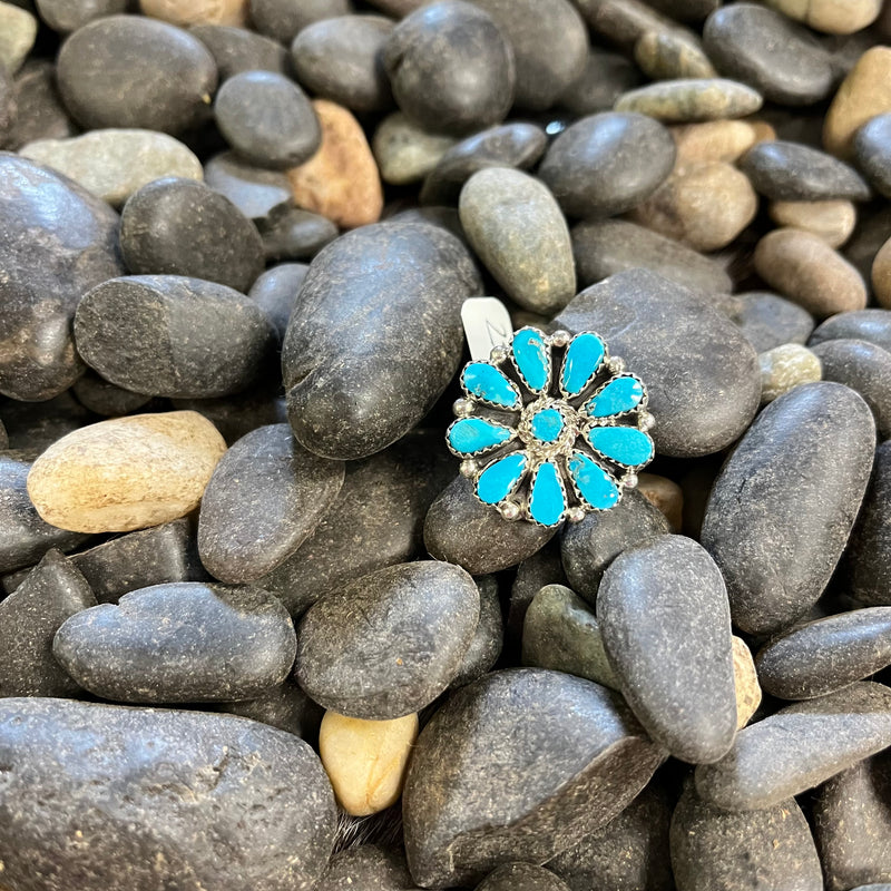 Turquoise Cluster Genuine Ring