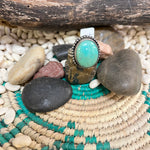 Green Turquoise Oval Stone Genuine Ring