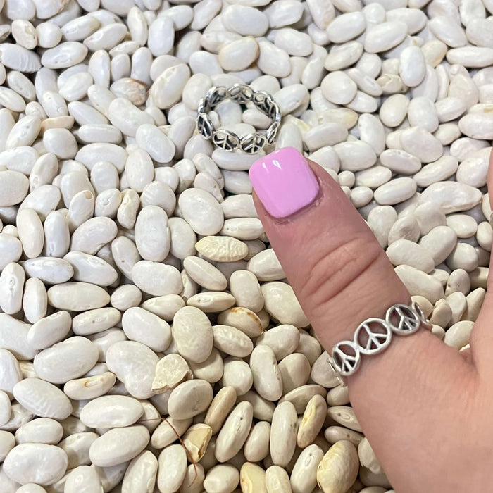 Peace Sign Sterling Silver Ring