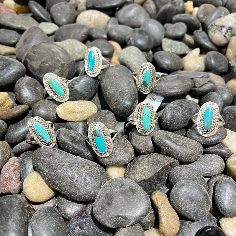 Skinny Oval Turquoise Braided Genuine Ring