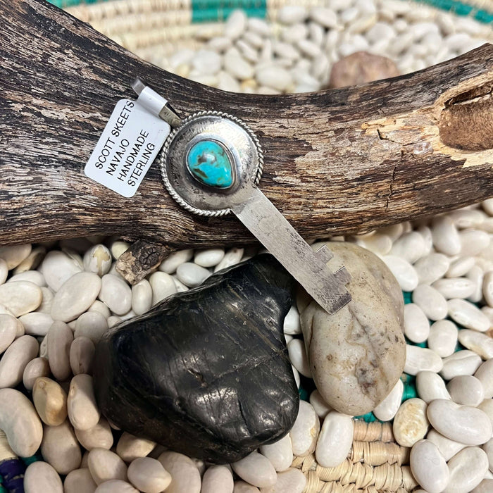 Thunder Mountain Turquoise Key Sterling Silver Necklace Pendant