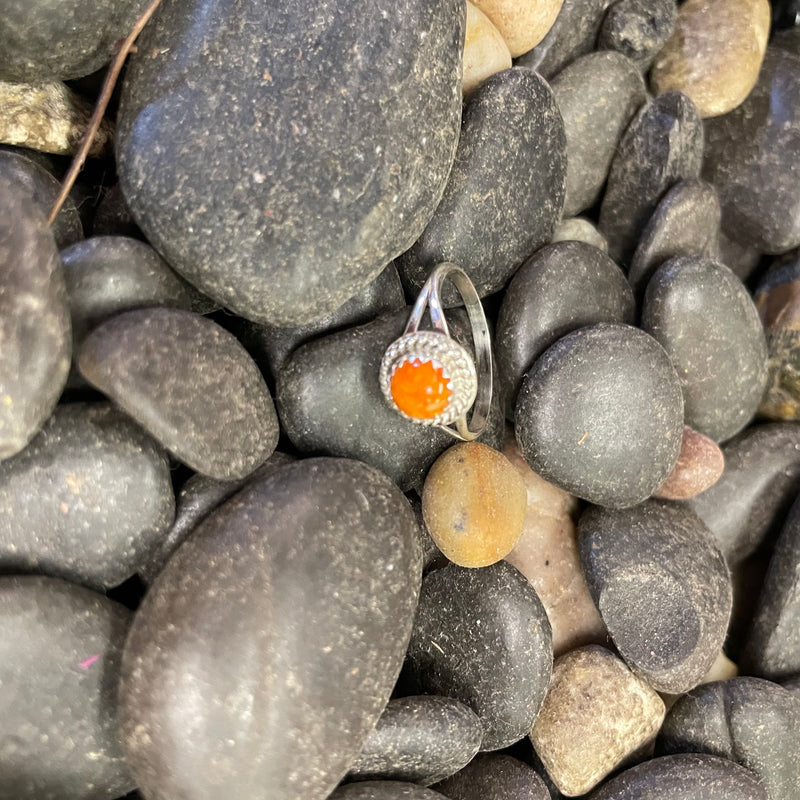 Orange Spiny Round Genuine Ring