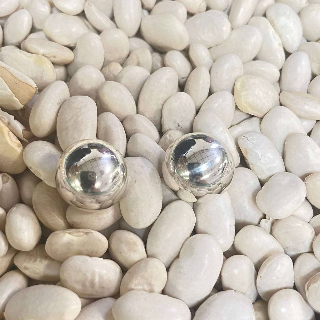 Big Rounded Navajo Pearl flat Genuine Stud Earring.