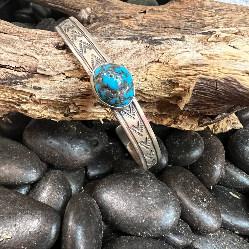 Raw Blue Single Stone Egyptian Turquoise Cuff Genuine Bracelet